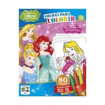 Folhas Para Colorir Médio Com Giz De Cera Disney Princesas - Tilibra