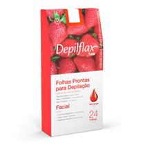 Folhas Prontas Cera para Depilação Facial 24 Folhas Morango - Depilflax