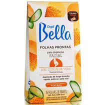 Folhas Prontas Depilação Facial Depil Bella 16un Mel com Aloe Vera