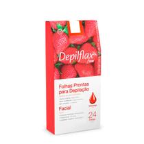 Folhas Prontas Depilatórias Faciais para Depilação Depilflax Morango Com 24 Unidades