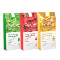 Folhas Prontas Depilatórias Facial Depilflax Caixa com 24un