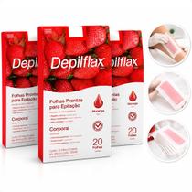 Folhas Prontas Depilflax Para Depilação Corporal Kit C/3 Morango Folhas Prontas Depilflax Para Depilação Corporal Kit C/3 Morango