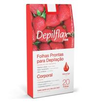 Folhas Prontas Depilflax Para Depilação Corporal Morango C/20