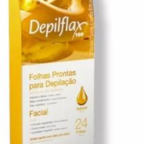 Folhas Prontas Facial Depilação Cera Depilflax Natural 24 Unid.
