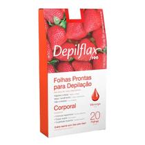 Folhas Prontas Para Depilação Corporal Depilflax Cera Depilatoria Profissional 20un Morango Hortelã Natural