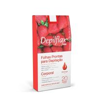 Folhas Prontas para Depilação Corporal Depilflax Morango 20u Folhas Prontas para Depilação Corporal Depilflax Morango 20u