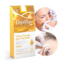 Folhas Prontas para Depilação Facial Buço Sobrancelha Depilflax 24 Unidades