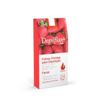Folhas Prontas para Depilação Facial Depilflax Morango 24 un Folhas Prontas para Depilação Facial Depilflax Morango 24 un