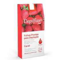 Folhas Prontas para Depilação Facial Depilflax Morango - 24 Unidades Folhas Prontas para Depilação Facial Depilflax Morango - 24 Unidades