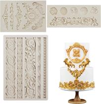 Fondant Molds Chistepper Baroque Scroll Border Lace x3 cinza Fondant Molds Chistepper Baroque Scroll Border Lace x3 cinza