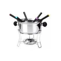 Fondue Completo Kit 10 Peças Em Inox Com Panela Giratória