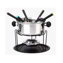 Fondue Completo Kit 11 Peças Em Inox Com Panela Giratória