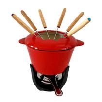 Fondue Para Queijo Em Ferro Fundido Vermelho 10 Peças - Fracalanza Fondue Para Queijo Em Ferro Fundido Vermelho 10 Peças - Fracalanza