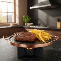 Fondue Pedra Sabão Chapa 22 cm + Rechaud