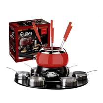 Fondue Queijo Carne Inox Conjunto Panela Giratório - Euro Inox Completo Chocolate Doce Rechaud