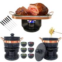 Fondue Retangular 2 Fondue 800ml 6 Tigelas 6 Garfinhos