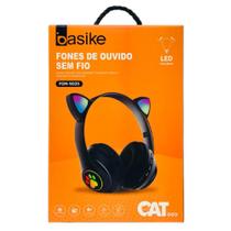 Fone Basike Headphone Infantil Bluetooth Com LED Gatinho