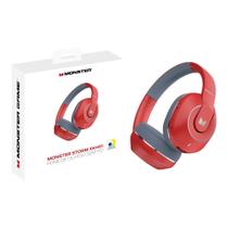 Fone Bluetooth 5.3 Headphone Gamer Monster 25 horas Vermelho