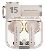 Fone Bluetooth 5.3 Monster XKT15 Sem Fio Gamer RGB InEar com Microfone Branco Violeta