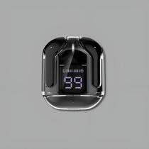 Fone Bluetooth Case Transparente Visor Digital LCD TWS Preto