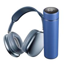 Fone bluetooth headset sem fio Pro 9 ultra bass e garrafa térmica led 500ml