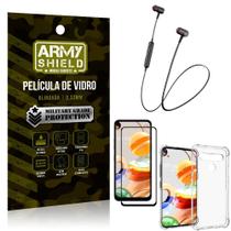Fone Bluetooth HS-615 LG K61 + Capinha Anti Impacto + Película 3D - Armyshield