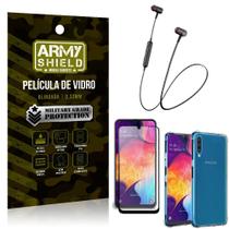 Fone Bluetooth HS-615 Samsung A50 + Capinha Anti Impacto + Película 3D - Armyshield