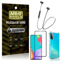 Fone Bluetooth HS-615 Samsung A52 + Capinha Anti Impacto + Película 3D - Armyshield