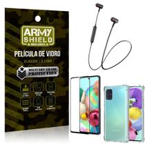 Fone Bluetooth HS-615 Samsung A71 + Capinha Anti Impacto + Película 3D - Armyshield