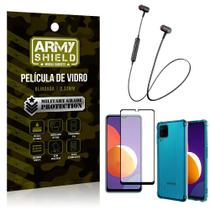 Fone Bluetooth HS-615 Samsung M12 + Capinha Anti Impacto + Película 3D - Armyshield