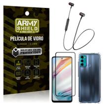 Fone Bluetooth Hs615 Moto G60+Capinha Anti Shock+Película 3D