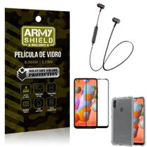 Fone Bluetooth Hs615 Samsung A11+Capa Anti Shock+Pelicula 3D - Armyshield