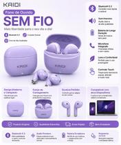 Fone Bluetooth Kaidi TWS Original HD Estéreo Sem Fio com Case Carregador Android