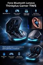 Fone Bluetooth Lenovo Thinkplus Gamer TWS sem fio baixa Latência Microfone