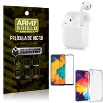 Fone Bluetooth LY-122 Samsung A30 + Capinha Anti Impacto + Película 3D - Armyshield