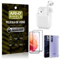 Fone Bluetooth LY-122 Samsung S21 Plus + Capinha Anti Impacto + Película 3D - Armyshield