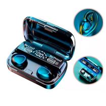 Fone Bluetooth M10 V5.3 Sem Fio com Case Display LED, Toque Inteligente, Microfone, Grave Potente, Estéreo HD, Preto