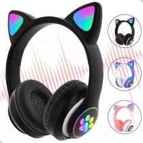 Fone Bluetooth Orelha De Gato Led Colorido (PRETO) - ouvido pro endurance headphone RGB