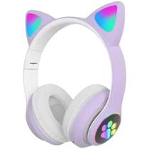 Fone Bluetooth Orelha De Gato Led Colorido (ROXO)