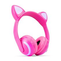 Fone Bluetooth Orelhas Gatinho Led HF-C240BT Rosa Exbom