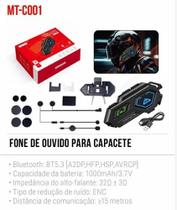 FONE BLUETOOTH PARA CAPACETE DE MOTO TOMATE MT-C001 - Conectividade Bluetooth 5.0, Resistente à Água, Redução de Ruído