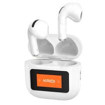 Fone Bluetooth TWS Kaidi KD-7219 Branco Tela Digital, Bateria 5h, Estojo 300mAh Fone Bluetooth TWS Kaidi KD-7219 Branco Tela Digital, Bateria 5h, Estojo 300mAh