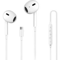 Fone com Fio USB-C Branco Microfone Cancelamento de Ruído Fone com Fio USB-C Branco Microfone Cancelamento de Ruído
