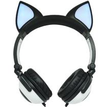 Fone Com Orelhas De Gato/gatinho Headphone Iluminação Led