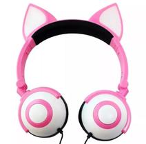 Fone Com Orelhas De Gato/gatinho Headphone Iluminação Led