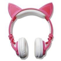 Fone de Gatinho Infantil DRAIK Cat Ear LED Rosa com Entrada P2