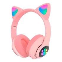 Fone De Gatinho Rosa Wireless Cat Ear Headphone Sem Fio