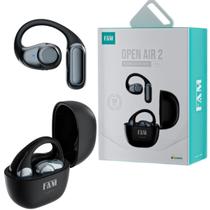 Fone De Ouvido Bluetooth 5.0 FAM OWS301 Open Air 2 6h C/Micrifone Condução Ossea Confortavél Preto.