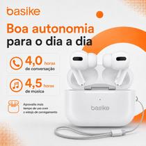 Fone de Ouvido Bluetooth 5.3 Sem Fio TWS Basike HiFi com Estojo Carregador e Pontas de Silicone
