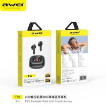 Fone de ouvido bluetooth 5.4 awei tela touch